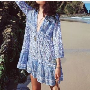 Flores Mini Dress Lily Tunic Blue Lilac NEW